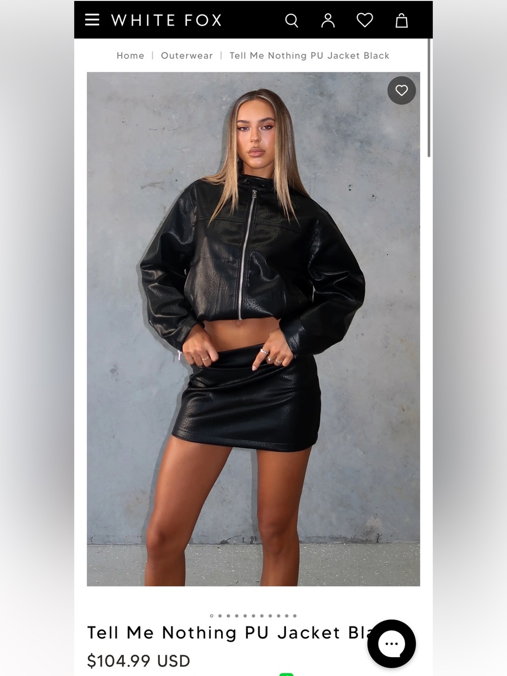 White Fox Boutique Black Faux Leather Cropped Jacket